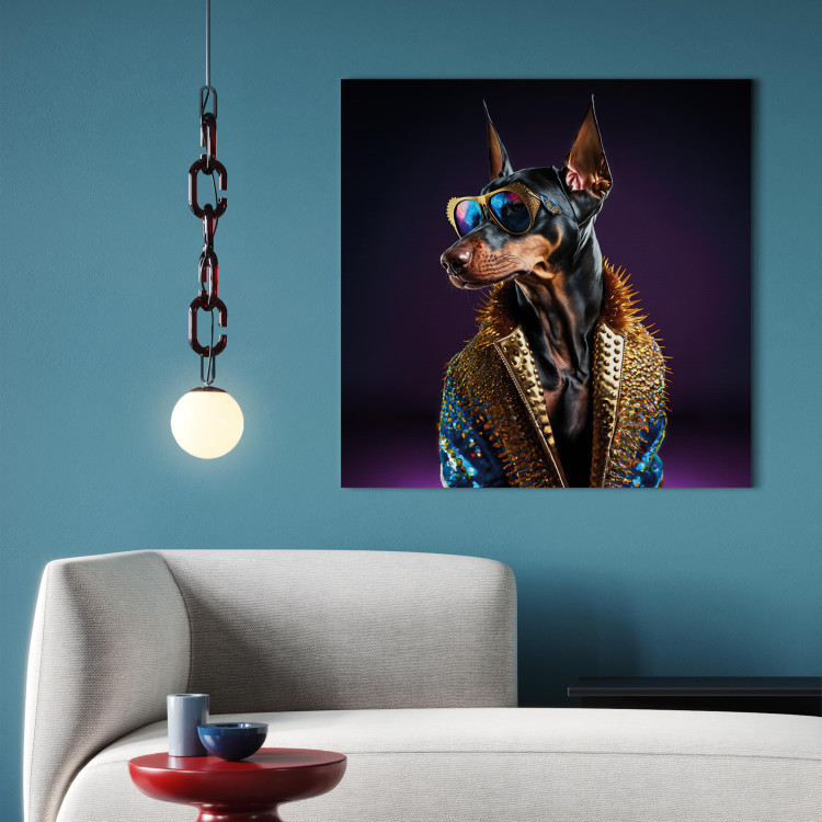 Wandbild AI Doberman Dog - Animal Fantasy Portrait With Stylish Glasses - Square 150130 additionalImage 11