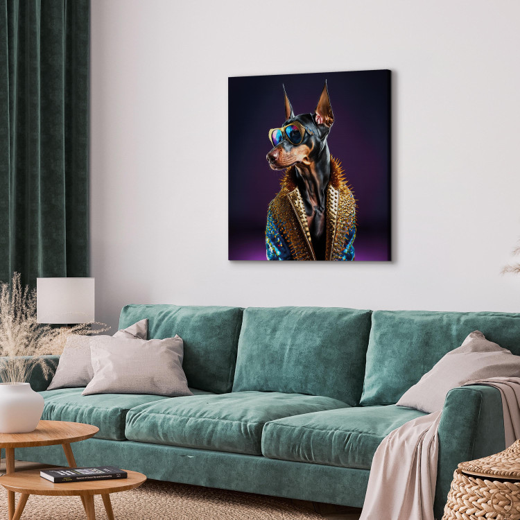 Wandbild AI Doberman Dog - Animal Fantasy Portrait With Stylish Glasses - Square 150130 additionalImage 4