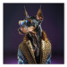 Wandbild AI Doberman Dog - Animal Fantasy Portrait With Stylish Glasses - Square 150130