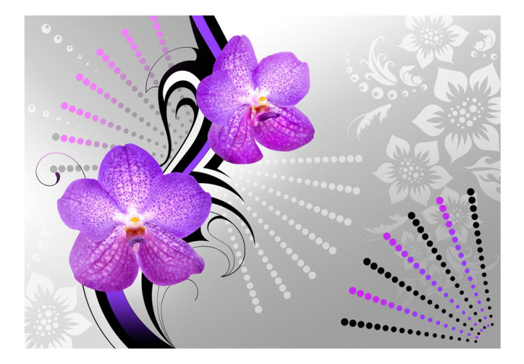 Fototapete Violette Orchideen - Abstraktion mit Blumenmotiven und Mustern 97330 additionalImage 1