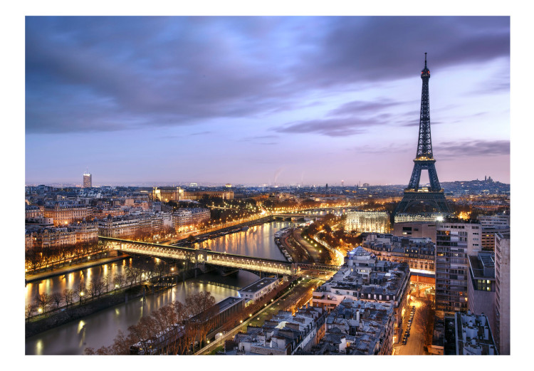 Fototapete Pariser Stadtbauwerke - Französische Stadt bei Nacht mit Eiffelturm 107240 additionalImage 1