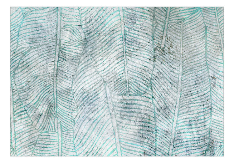 Vlies Fototapete Bananenblätter - Blaues Pflanzenmotiv mit Naturlinienmuster 135240 additionalImage 1