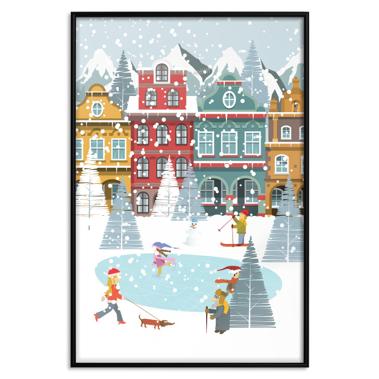 Wandposter Winter Town - Tenement Houses and an Ice Rink in a Festive Atmosphere 148040 additionalImage 22