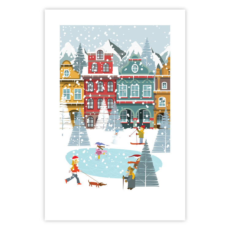 Wandposter Winter Town - Tenement Houses and an Ice Rink in a Festive Atmosphere 148040 additionalImage 20