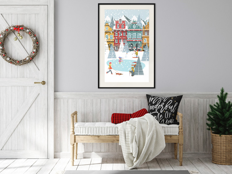 Wandposter Winter Town - Tenement Houses and an Ice Rink in a Festive Atmosphere 148040 additionalImage 16