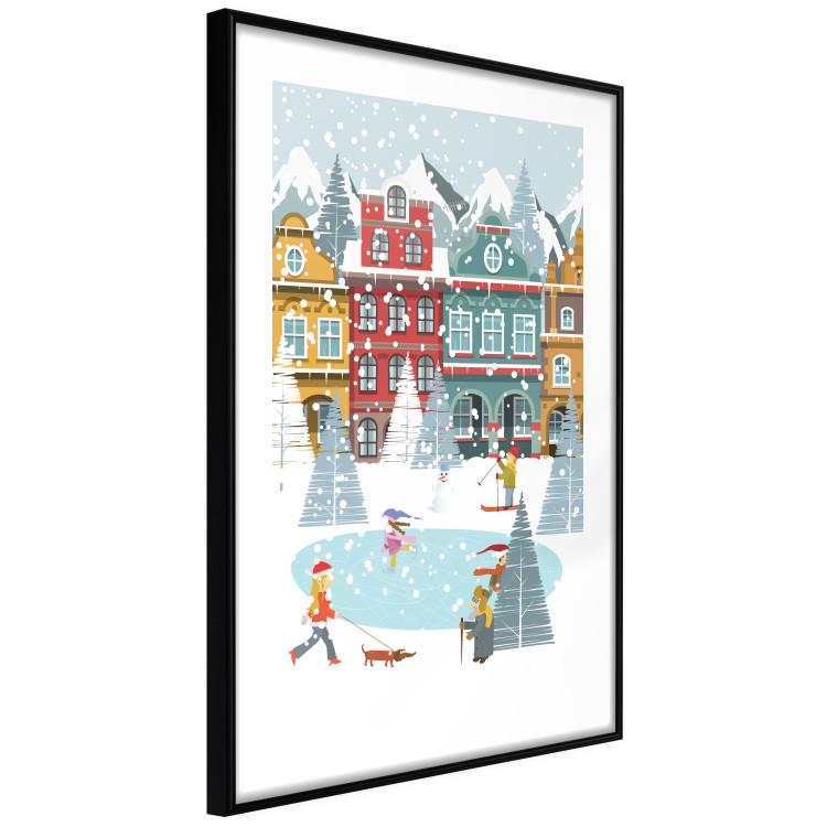 Wandposter Winter Town - Tenement Houses and an Ice Rink in a Festive Atmosphere 148040 additionalImage 5