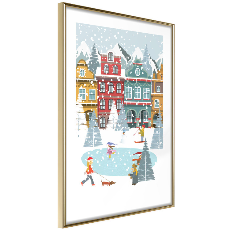 Wandposter Winter Town - Tenement Houses and an Ice Rink in a Festive Atmosphere 148040 additionalImage 13