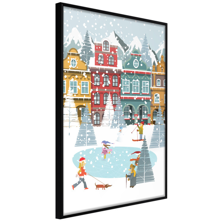 Wandposter Winter Town - Tenement Houses and an Ice Rink in a Festive Atmosphere 148040 additionalImage 7