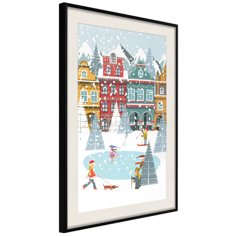 Wandposter Winter Town - Tenement Houses and an Ice Rink in a Festive Atmosphere 148040 additionalImage 8
