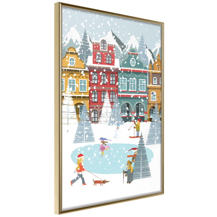 Wandposter Winter Town - Tenement Houses and an Ice Rink in a Festive Atmosphere 148040 additionalImage 6
