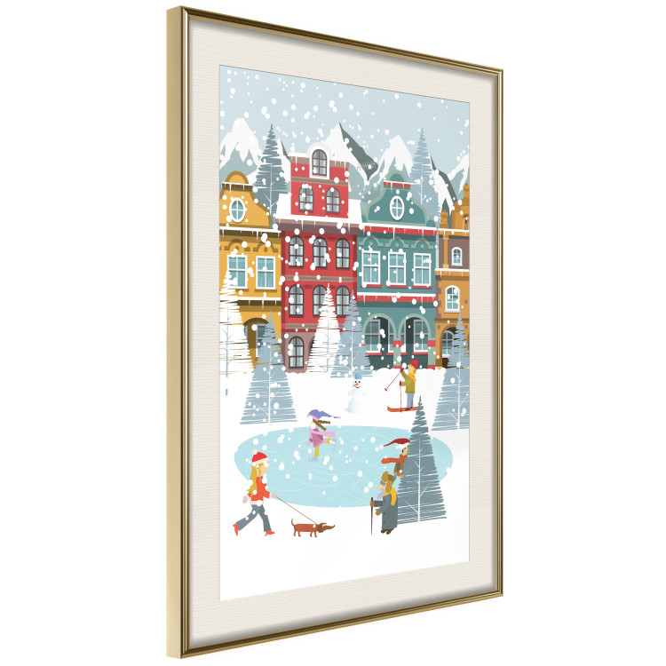 Wandposter Winter Town - Tenement Houses and an Ice Rink in a Festive Atmosphere 148040 additionalImage 10