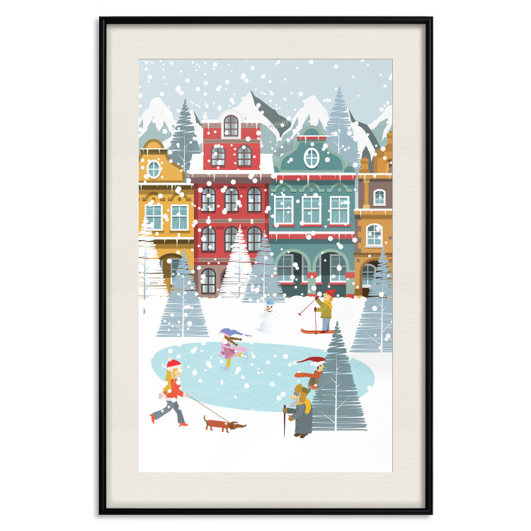 Wandposter Winter Town - Tenement Houses and an Ice Rink in a Festive Atmosphere 148040 additionalImage 27