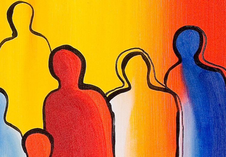 Leinwandbild Figuren im Netz (1-teilig) - Abstraktion mit farbigen Silhouetten 47140 additionalImage 3