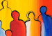 Leinwandbild Figuren im Netz (1-teilig) - Abstraktion mit farbigen Silhouetten 47140 additionalThumb 3