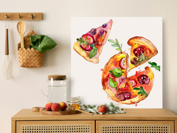 Wandbild Pizza in Pieces - Hand-Painted Motif of Italian Cuisine 149850 additionalImage 3