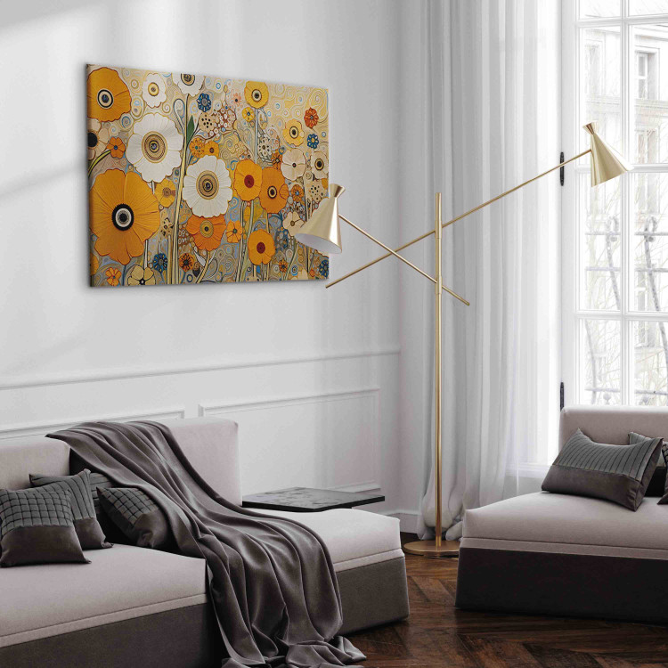 Wandbild Orange Meadow - A Composition of Flowers in the Style of Klimt’s Paintings 151050 additionalImage 10