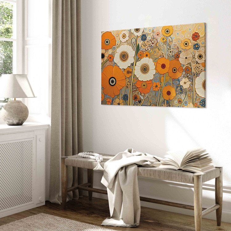 Wandbild Orange Meadow - A Composition of Flowers in the Style of Klimt’s Paintings 151050 additionalImage 5