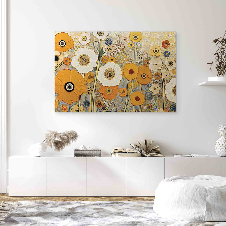 Wandbild Orange Meadow - A Composition of Flowers in the Style of Klimt’s Paintings 151050 additionalImage 3