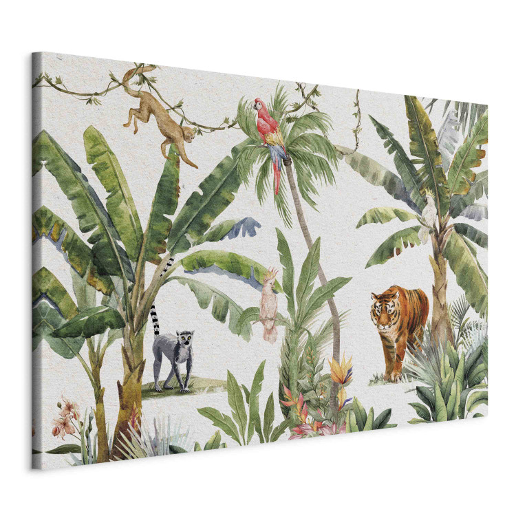 Bild auf Leinwand Exotic Landscape - Jungle With Animals and Exotic Birds 151250 additionalImage 2