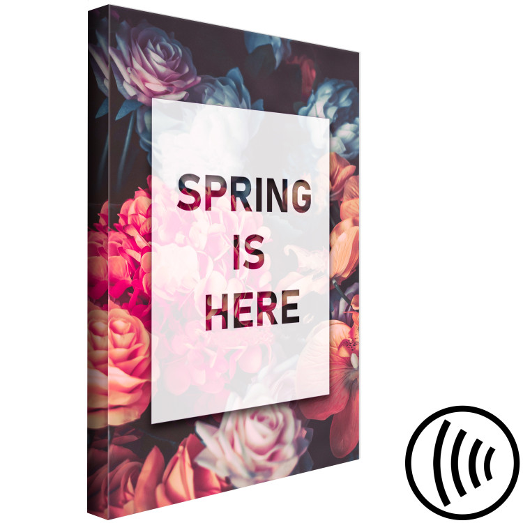 Wandbild Der Frühling ist da – eine typografische Komposition mit einer Inschrift in Englisch auf einem Hintergrund mit bunten Blumen 127060 additionalImage 6