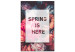 Wandbild Der Frühling ist da – eine typografische Komposition mit einer Inschrift in Englisch auf einem Hintergrund mit bunten Blumen 127060