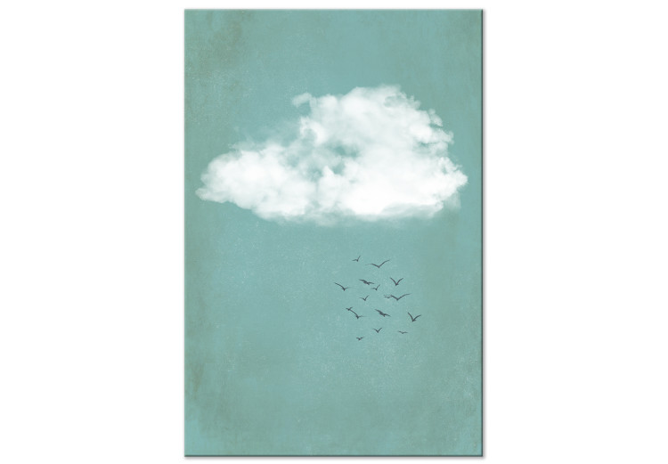 Leinwandbild Wolken und Vögel - Pastell-Landschaftshimmel im Japandi-Stil 131760
