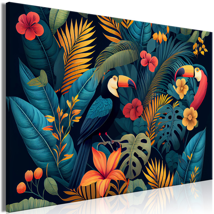 Bild auf Leinwand Exotic Birds - Toucans Among Colorful Vegetation in the Jungle 149860 additionalImage 2
