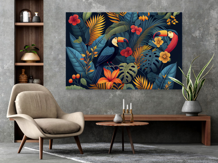 Bild auf Leinwand Exotic Birds - Toucans Among Colorful Vegetation in the Jungle 149860 additionalImage 3