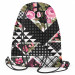 Sportbeutel Floral patchwork - geometric, black and white cutout with flowers 147370