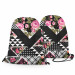 Sportbeutel Floral patchwork - geometric, black and white cutout with flowers 147370 additionalThumb 3