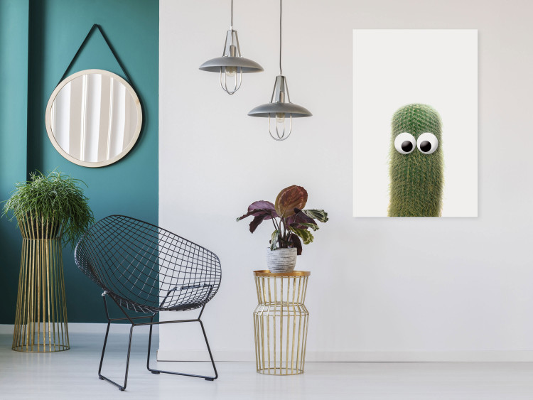 Wandbild Der Hingucker – ein lustiger Kaktus mit Augen, perfekt