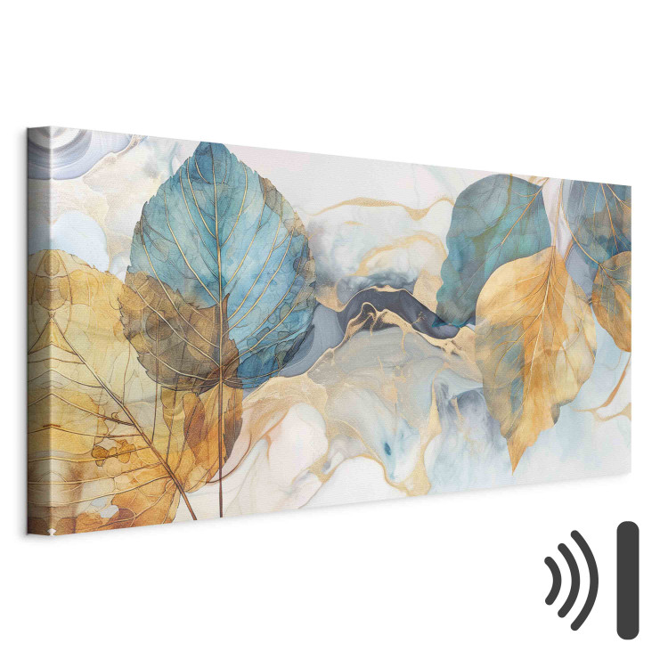 Wandbild A Breath of Autumn - Yellow and Blue Leaves on an Abstract Background 151280 additionalImage 8