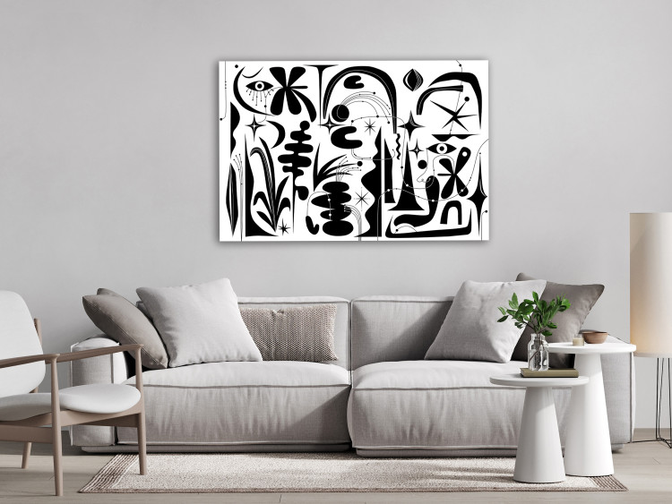 Bild auf Leinwand Abstraction - Composition of Black Geometric Shapes on a White Background 150390 additionalImage 3