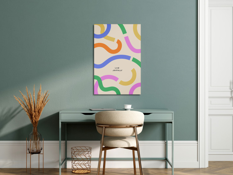 Wandbild Colorful Abstract Shapes - Pastel Waves on a Beige Background 149901 additionalImage 3
