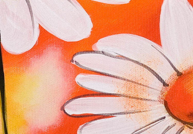 Leinwandbild Gänseblümchen (3-teilig) - Blumenkomposition auf Sommerfarben 48601 additionalImage 3