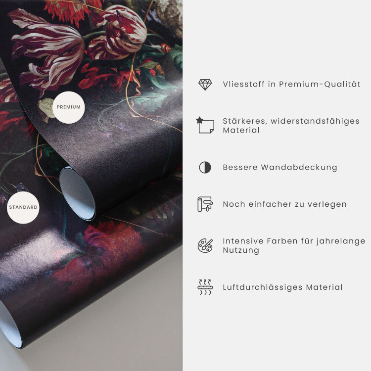 Vlies Fototapete Abblätternde Farbe - Minimalistische Blätter auf Holzbrettmuster 142711 additionalImage 5