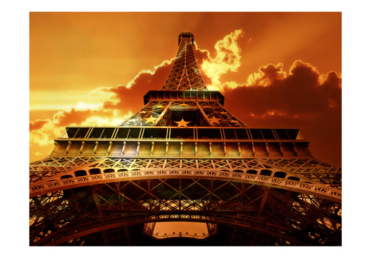 Vlies Fototapete Pariser Stadtbauwerke - Eiffelturm von unten in Sepia 97211 additionalImage 1