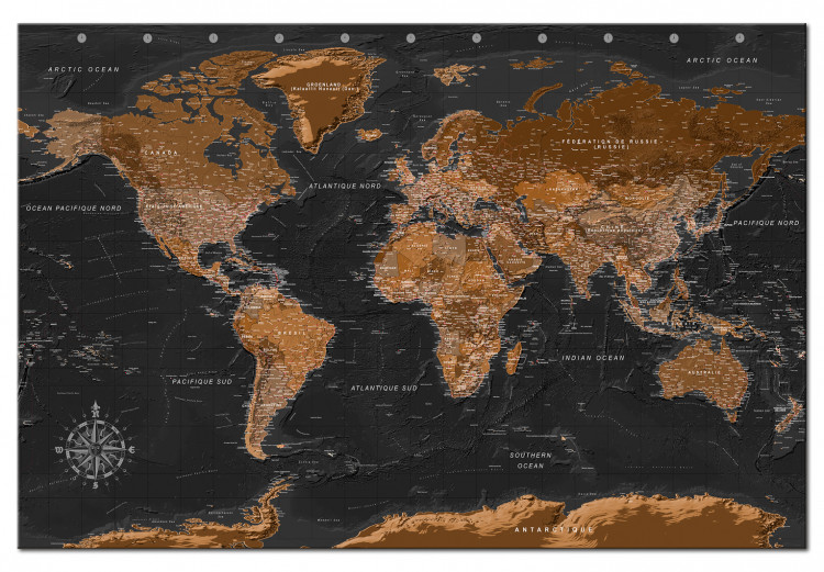 Dekorative Pinnwand Brown World Map [Cork Map - French Text] 105921 additionalImage 2