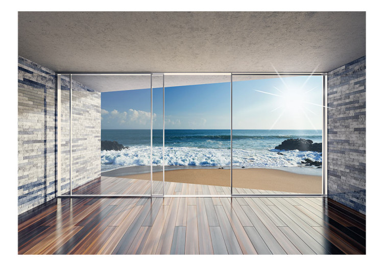 Fototapete Strandhaus - Landschaft mit Blick aus dem Fenster auf Himmel und Meer 64121 additionalImage 1