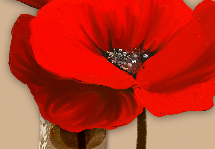 Wandbild Weiße, rote Mohnblumen - Triptychon mit Blumen auf braunem Hintergrund 128831 additionalImage 5