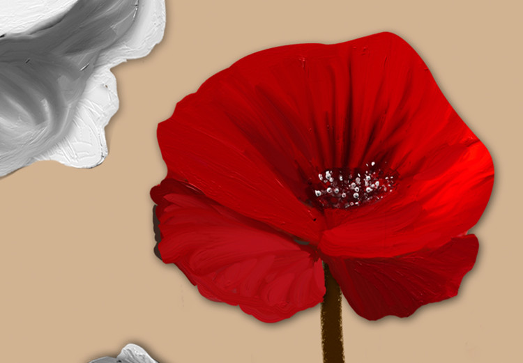 Wandbild Weiße, rote Mohnblumen - Triptychon mit Blumen auf braunem Hintergrund 128831 additionalImage 4