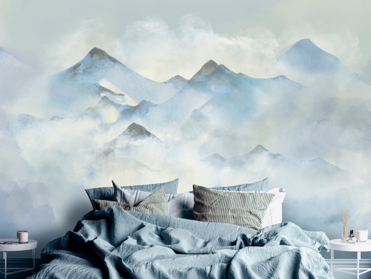 Vlies Fototapete Winter in den Bergen - Gipfel-Landschaft mit Schnee und Nebel 138831