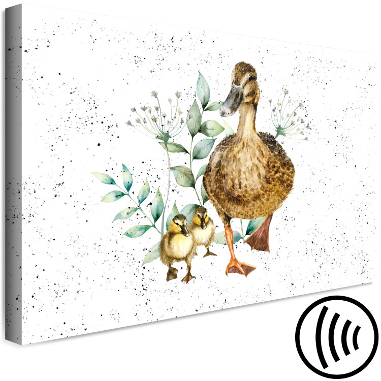 Leinwandbild Family of Ducks - Cute Painted Animals and Plants Background in Splashes 145741 additionalImage 6