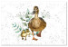 Leinwandbild Family of Ducks - Cute Painted Animals and Plants Background in Splashes 145741