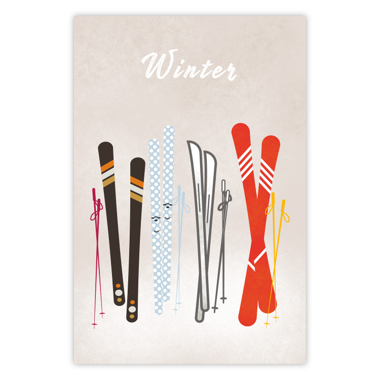 Poster Winter Madness - Illustration of Models of Skis 148041
