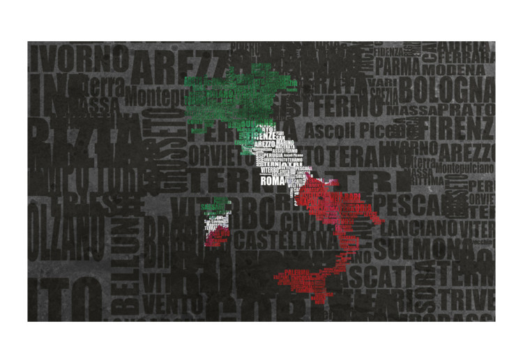 Vlies Fototapete Italia - Karte von Italien in Farben der Flagge mit Städten 59941 additionalImage 1