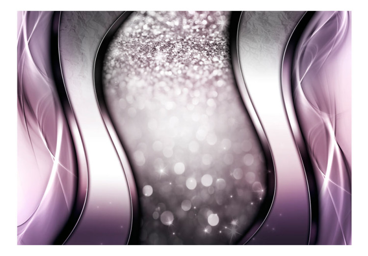 Vlies Fototapete Glitzer - Moderne silberne Komposition mit Wellen im violetten Farbton 97641 additionalImage 1