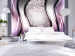 Vlies Fototapete Glitzer - Moderne silberne Komposition mit Wellen im violetten Farbton 97641