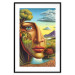 Poster Abstract Face - Portrait of a Woman Against the Background of Mountains and a Small Town 151151 additionalThumb 14