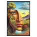 Poster Abstract Face - Portrait of a Woman Against the Background of Mountains and a Small Town 151151 additionalThumb 21